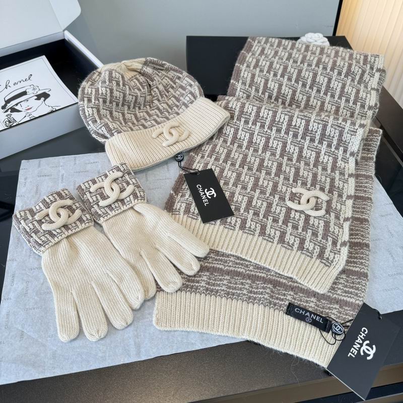 Chanel scarf hat gloves dx06
